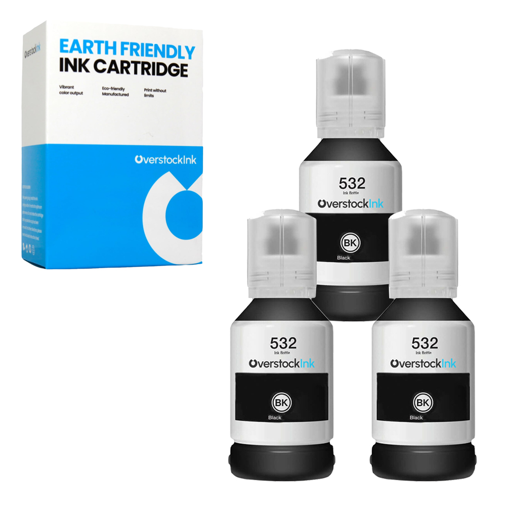 3Pack Compatible OSI T532 Ink Bottle Black for Epson Workforce ST-M1000 ST-M3000