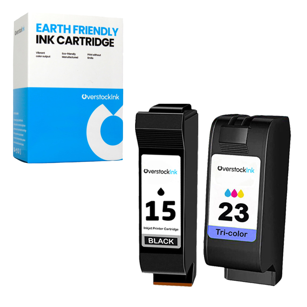 2-Pack Compatible OSI HP 15 23 Ink Cartridges Combo Pack for DeskJet 810 812