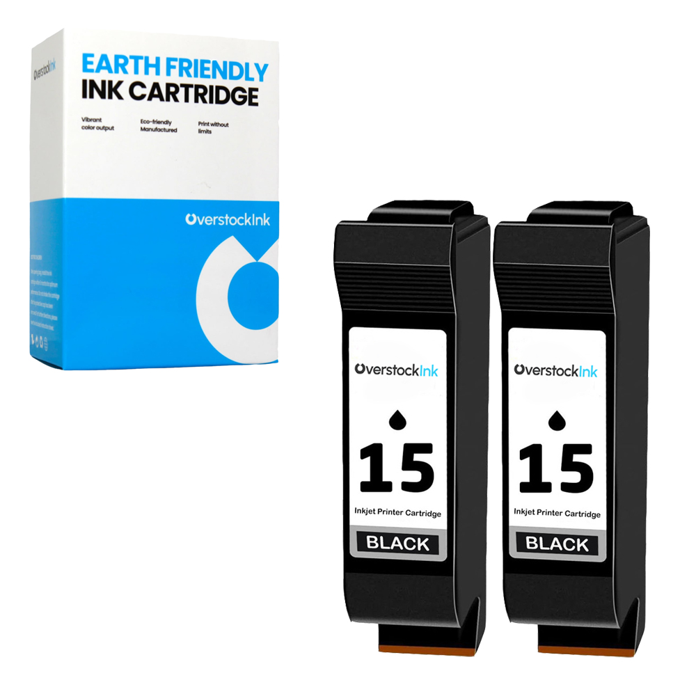 2-Pack Compatible OSI HP 15 Ink Cartridges for HP OfficeJet 1510A2L 5110A2l