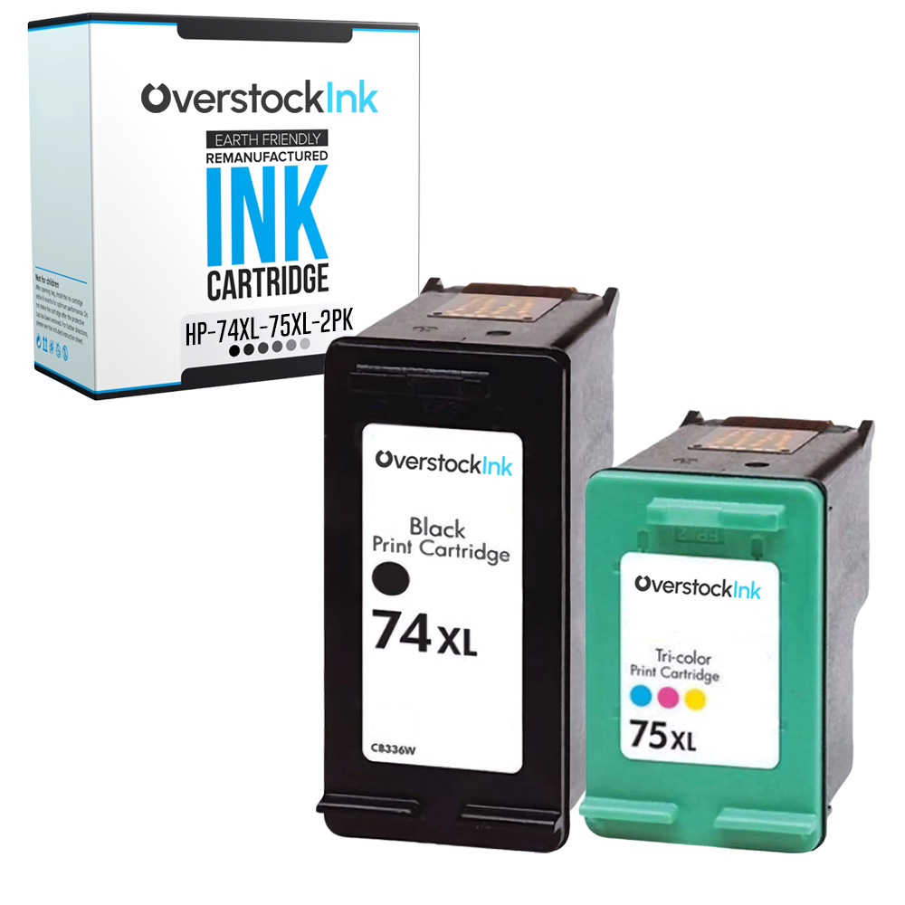 Compatible Ink Cartridge HP 74XL 75XL  Black Color Combo Pack CB336WN CB338WN