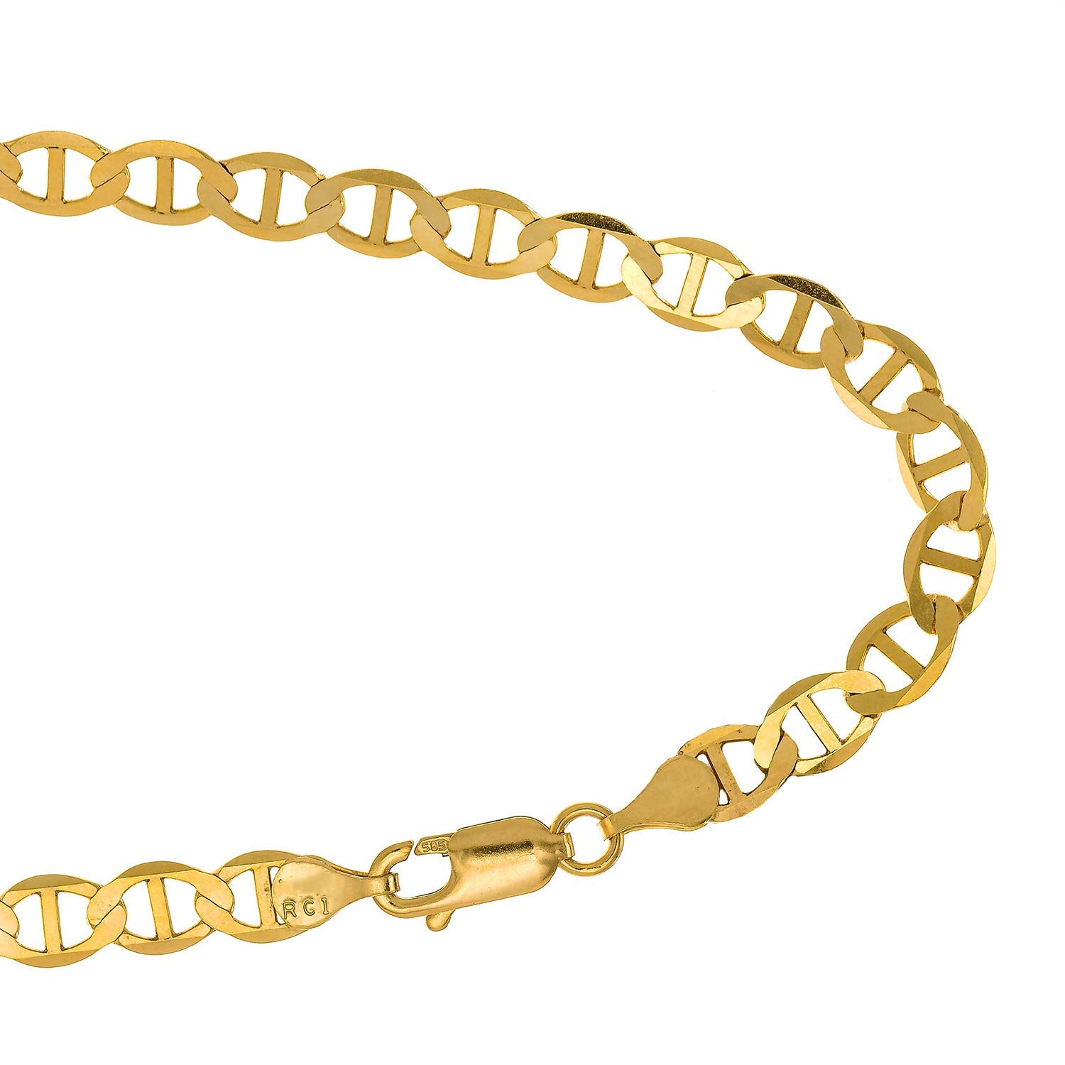 10k Semi-Solid Yellow Gold 4.4 mm Lite Curb Chain 18" 20" 22" 24" Lobster Claw - Picture 30 of 30