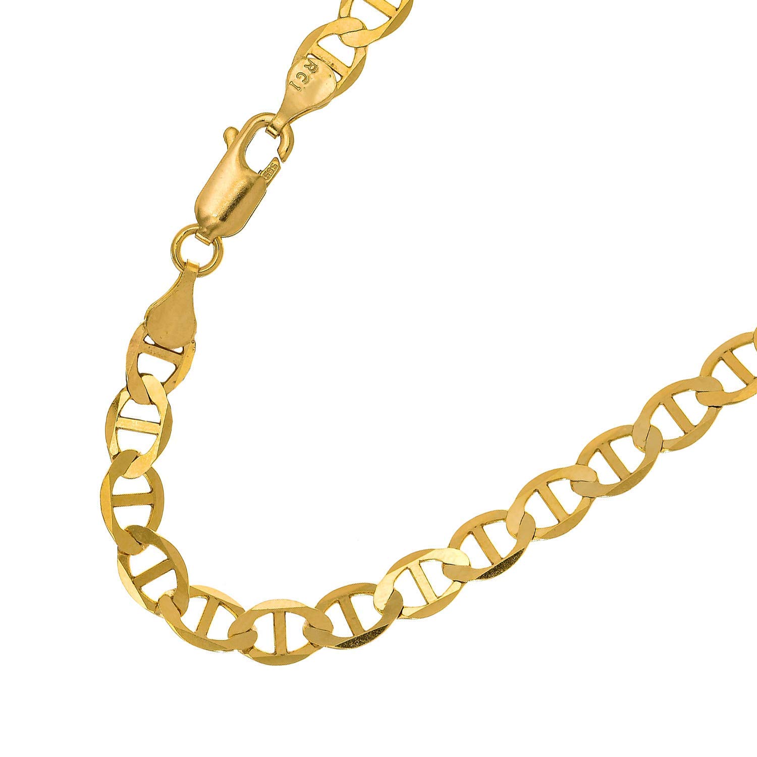 10k Semi-Solid Yellow Gold 4.4 mm Lite Curb Chain 18" 20" 22" 24" Lobster Claw - Picture 29 of 30
