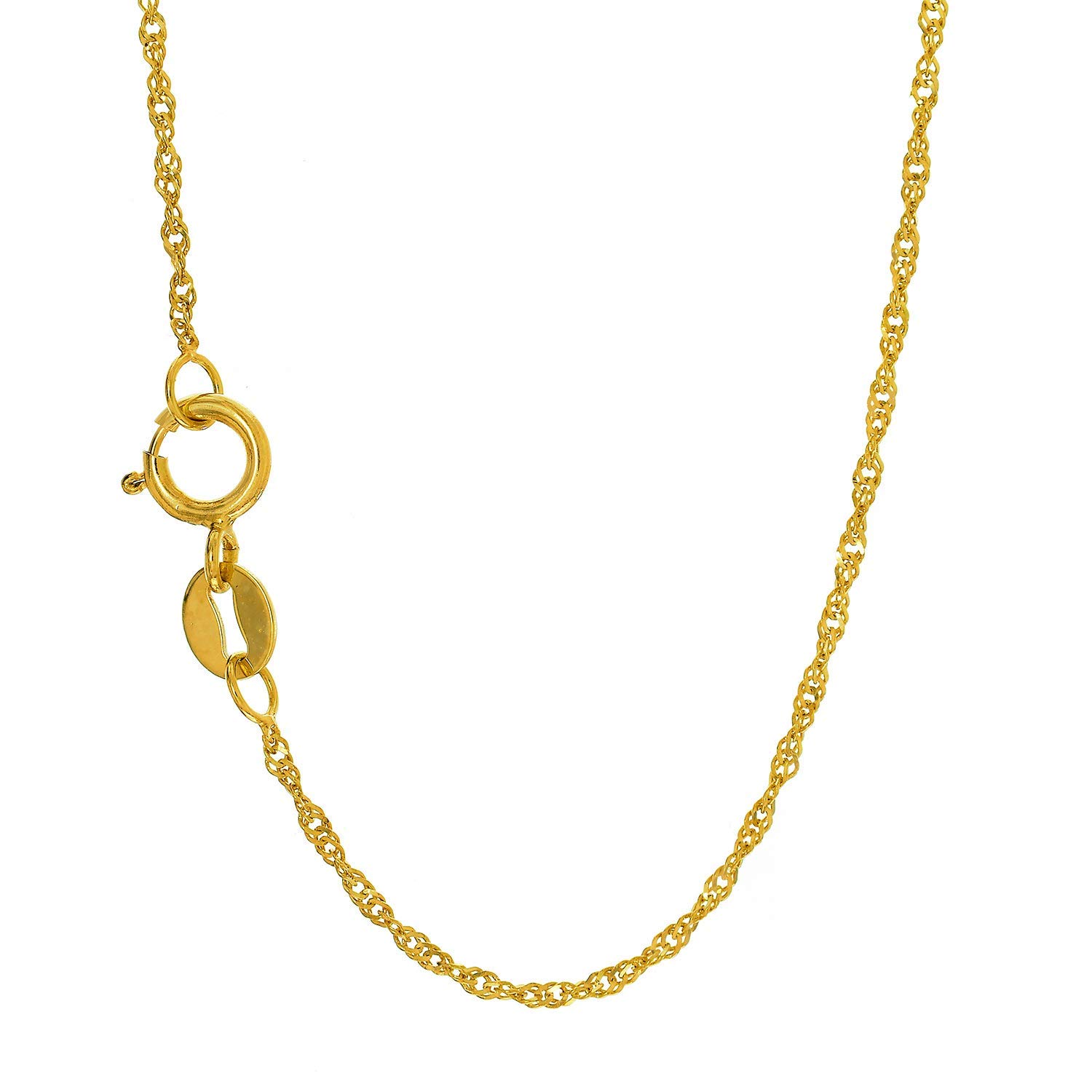 14K Gelb- oder Weißgold 1,5 mm Singapur Kette Fußkettchen Halskette 10" Federring - Bild 10 von 20