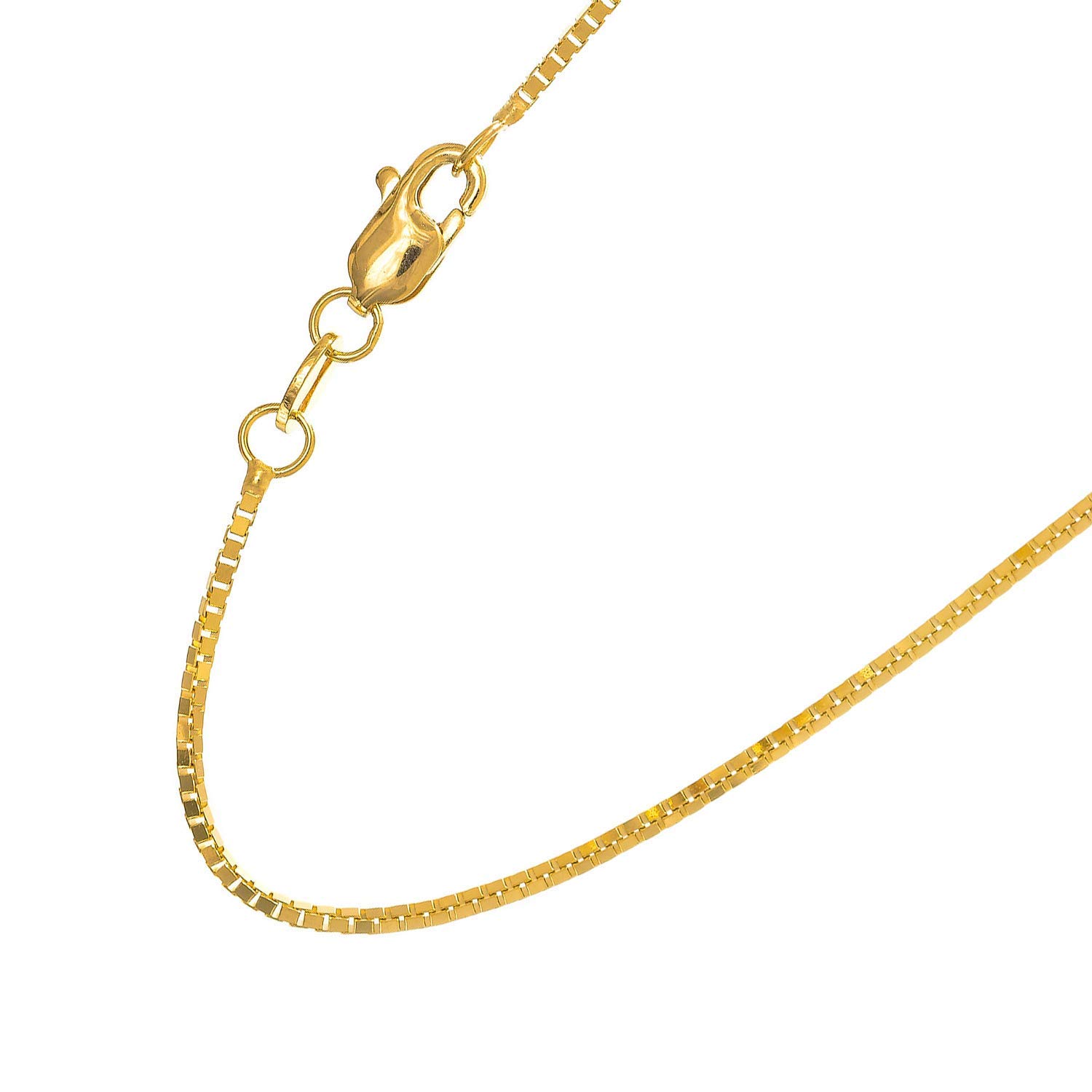 Collar de cadena de caja de 1 mm de oro macizo de 14k amarillo o blanco - 16 18 20 22 24 30 - Imagen 10 de 18