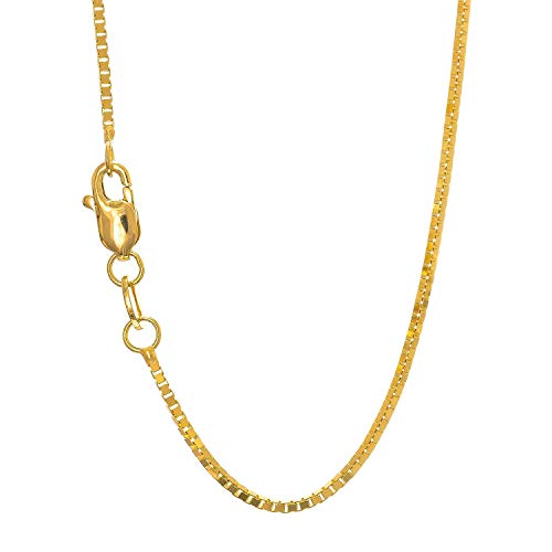 Collar de cadena de caja de 1 mm de oro macizo de 14k amarillo o blanco - 16 18 20 22 24 30 - Imagen 7 de 18