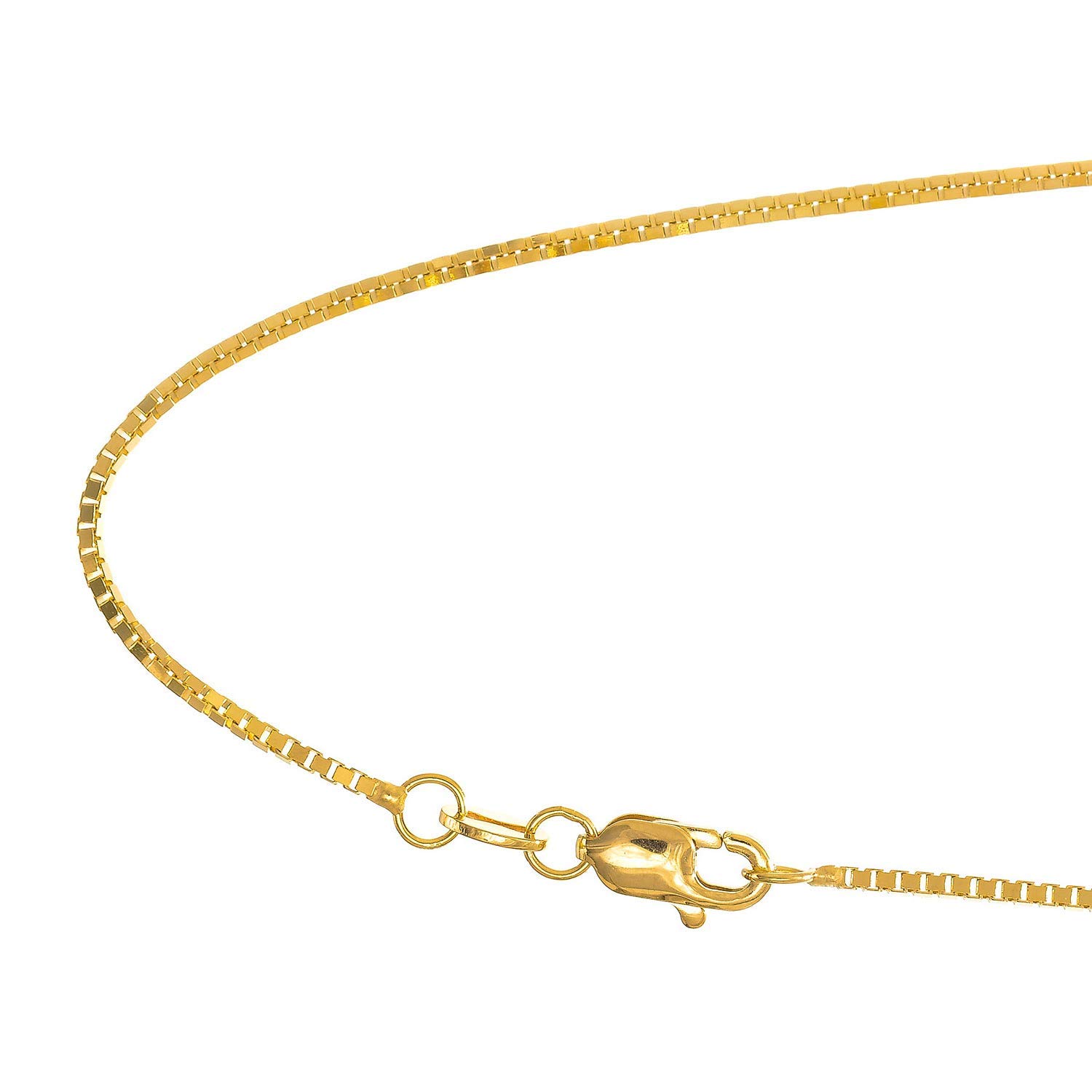 Collar de cadena de caja de 1 mm de oro macizo de 14k amarillo o blanco - 16 18 20 22 24 30 - Imagen 12 de 18