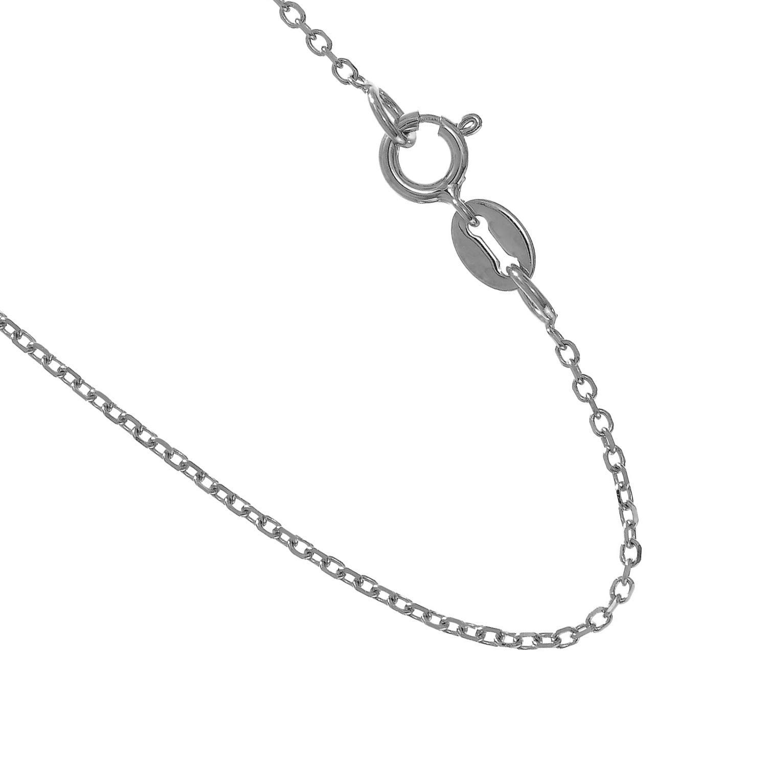 14k Gold Yellow White Or Rose 1.1 mm Cable Chain Necklace Spring Ring Clasp - Bild 10 von 29