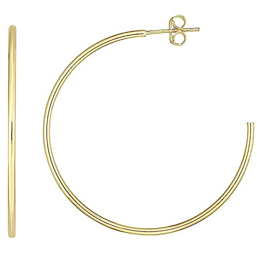 14K Gelb-, Rosé- und Weißgold 1,5x40mm C Creolen mit Push Back Verschluss - Bild 11 von 28