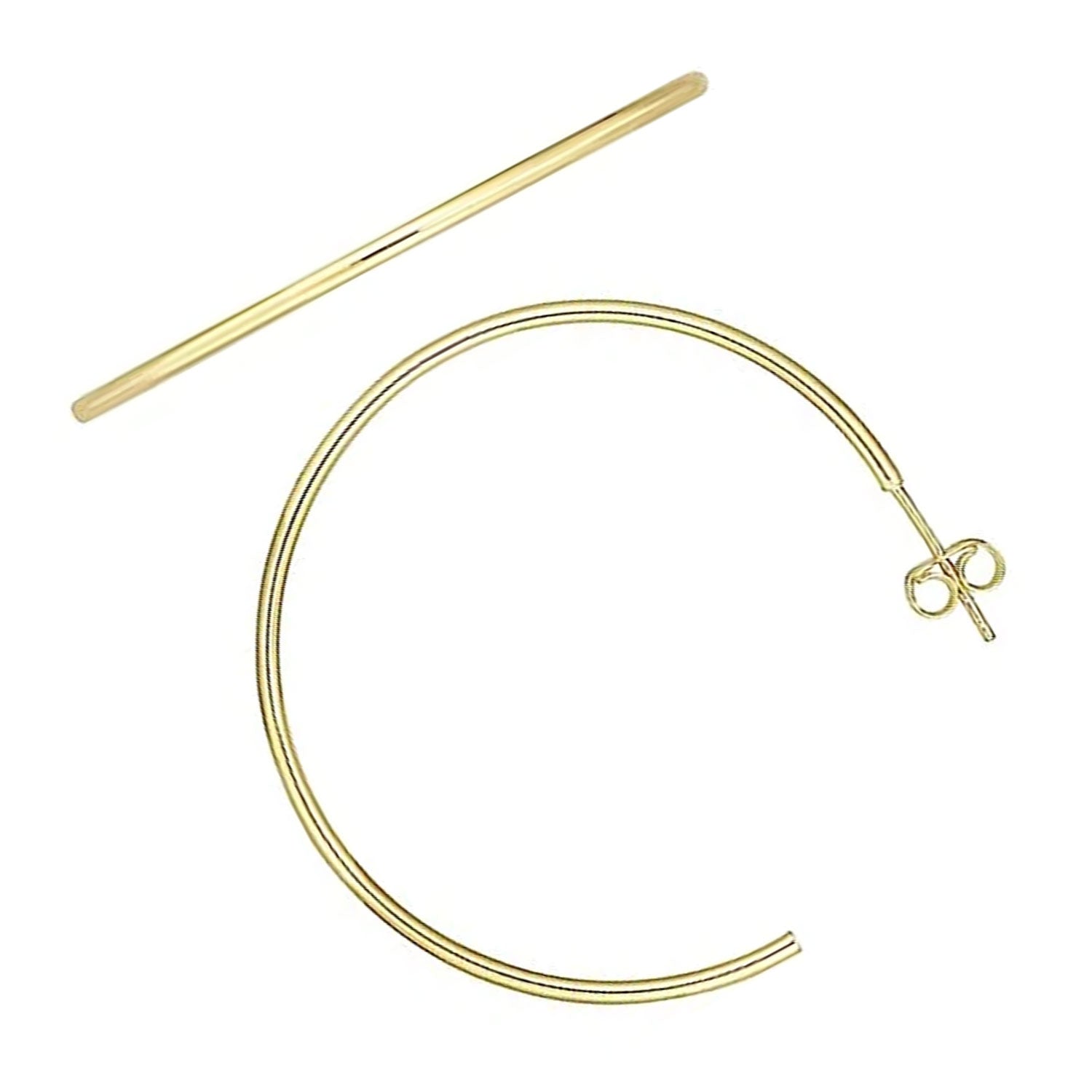 14K Gelb-, Rosé- und Weißgold 1,5x40mm C Creolen mit Push Back Verschluss - Bild 13 von 28