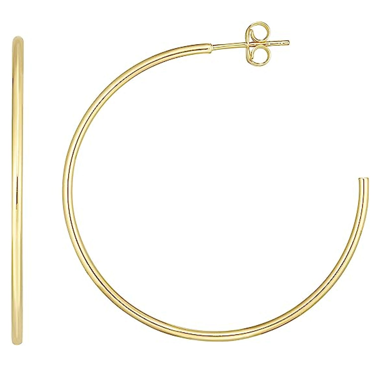 14K Gelb-, Rosé- und Weißgold 1,5x40mm C Creolen mit Push Back Verschluss - Bild 12 von 28