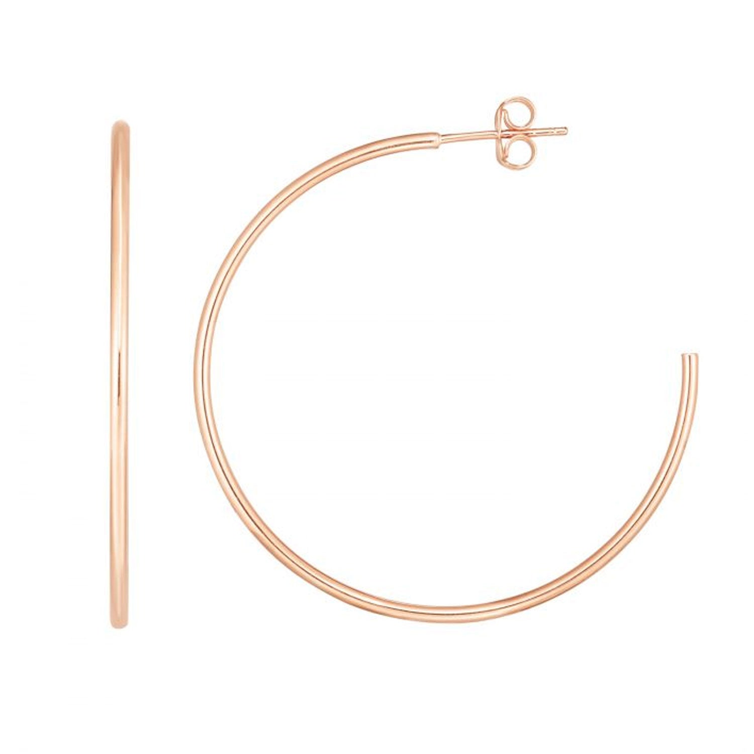 14K Gelb-, Rosé- und Weißgold 1,5x40mm C Creolen mit Push Back Verschluss - Bild 18 von 28
