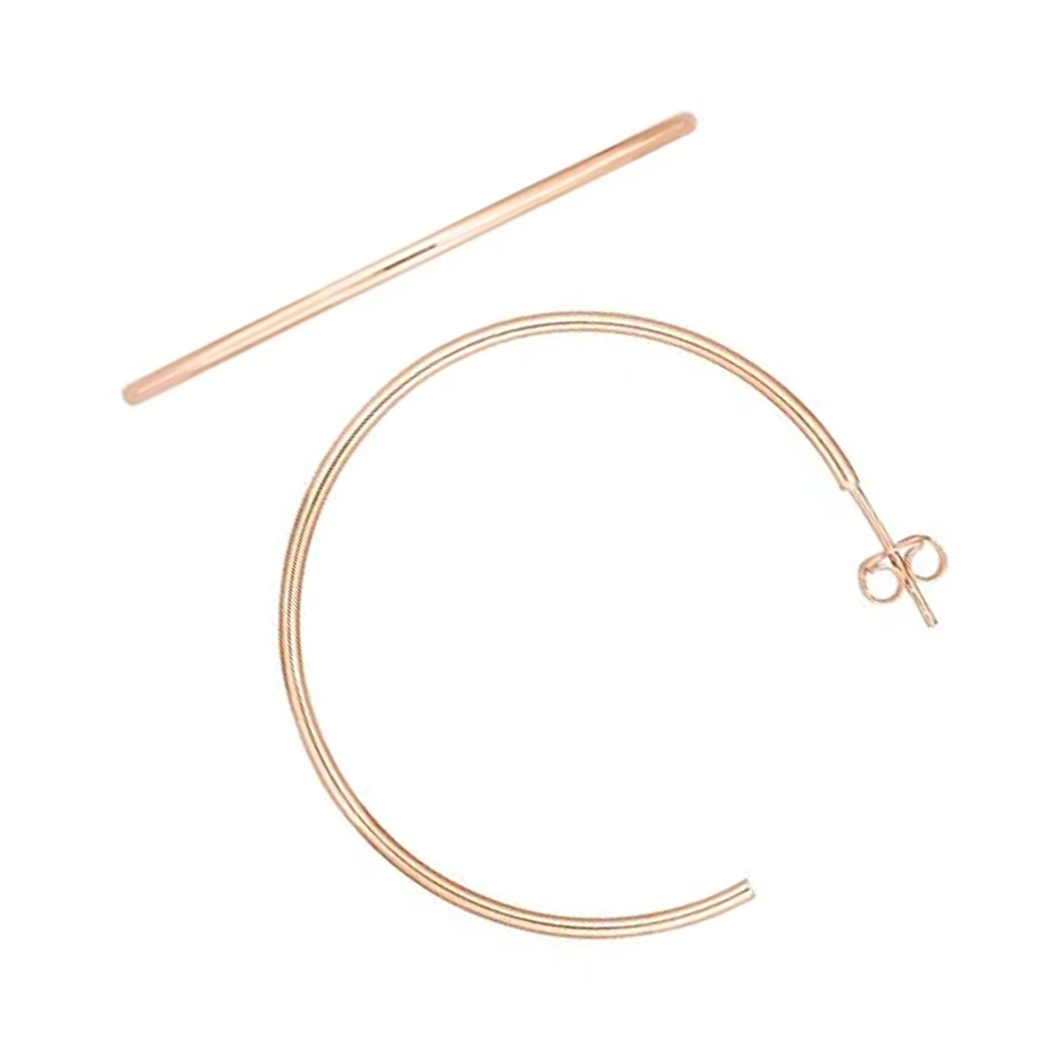 14K Gelb-, Rosé- und Weißgold 1,5x40mm C Creolen mit Push Back Verschluss - Bild 19 von 28
