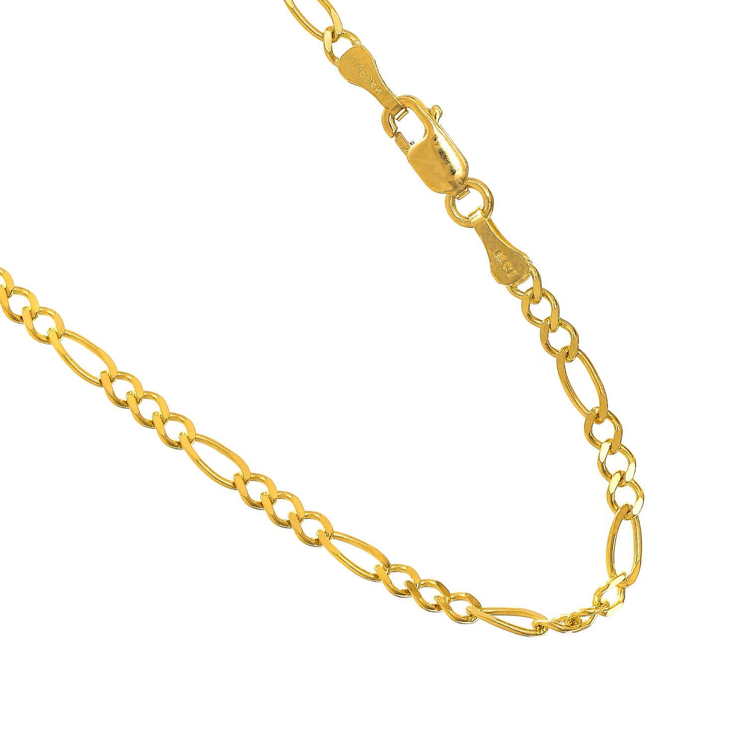 Brazalete Cadena Figaro Oro Amarillo o Blanco Sólido 14k 3.8mm, Garra de Langosta-7" 8" - Imagen 10 de 22