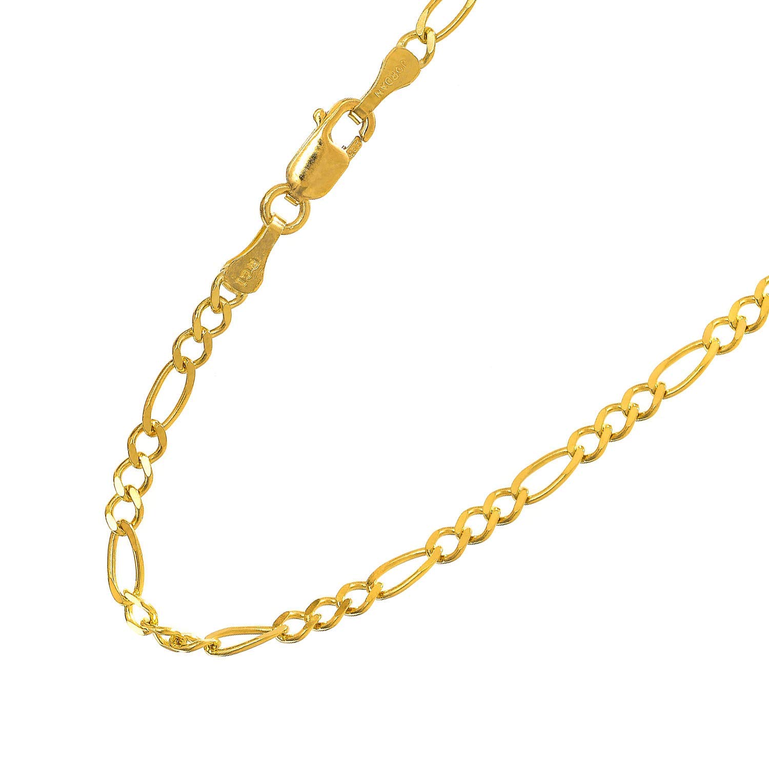 Brazalete Cadena Figaro Oro Amarillo o Blanco Sólido 14k 3.8mm, Garra de Langosta-7" 8" - Imagen 11 de 22