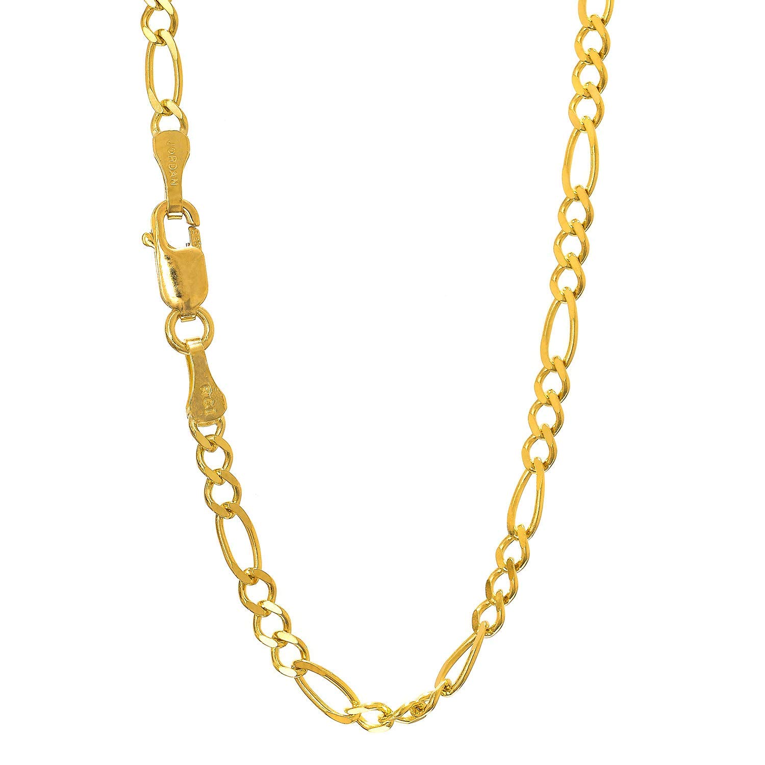Brazalete Cadena Figaro Oro Amarillo o Blanco Sólido 14k 3.8mm, Garra de Langosta-7" 8" - Imagen 8 de 22