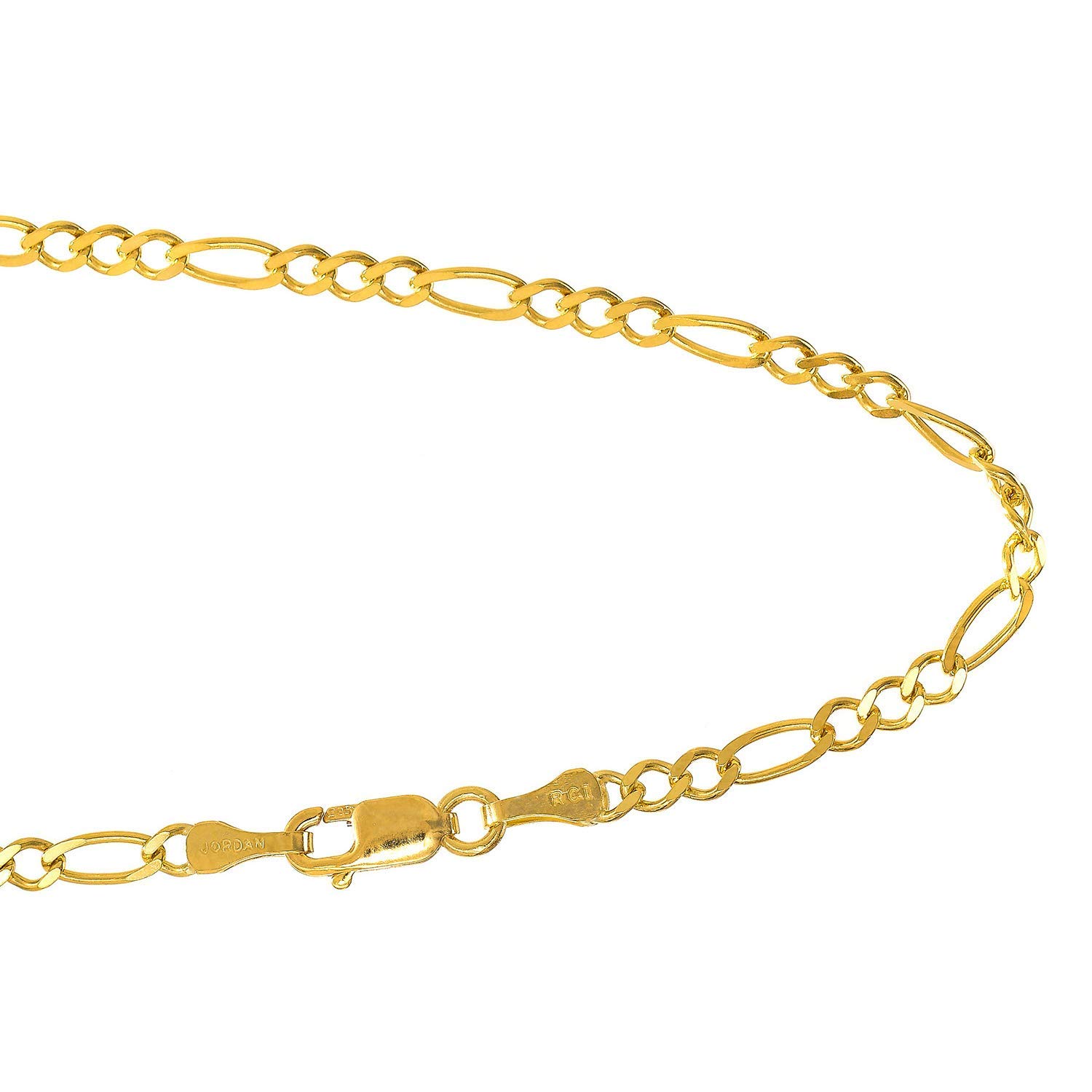 Brazalete Cadena Figaro Oro Amarillo o Blanco Sólido 14k 3.8mm, Garra de Langosta-7" 8" - Imagen 12 de 22