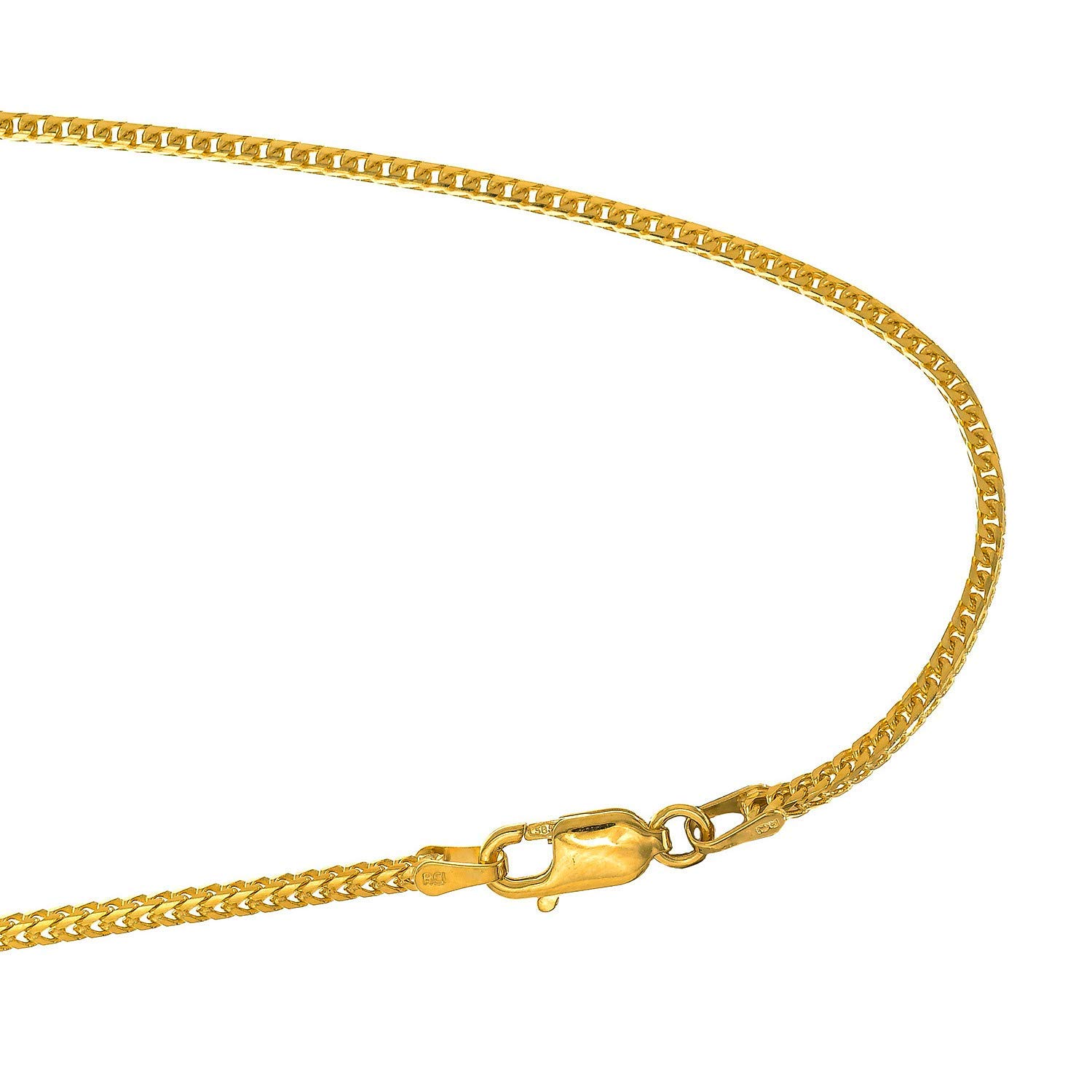 Collar de cadena Franco de 0,9 mm de oro amarillo o blanco de 14 k cierre de garra de langosta de 16"18"20" - Imagen 12 de 20