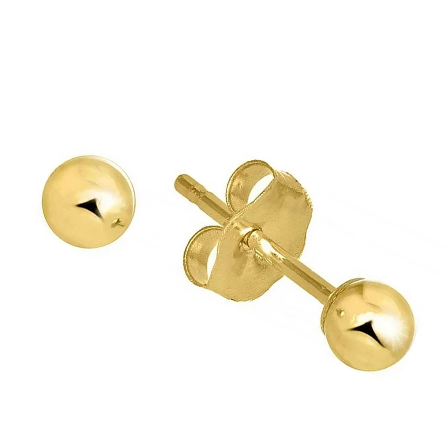 Boucles d'oreilles boules or jaune 14 carats - 2 mm 3 mm 4 mm 5 mm 6 mm 7 mm 8 mm 10 mm - Photo 8/61