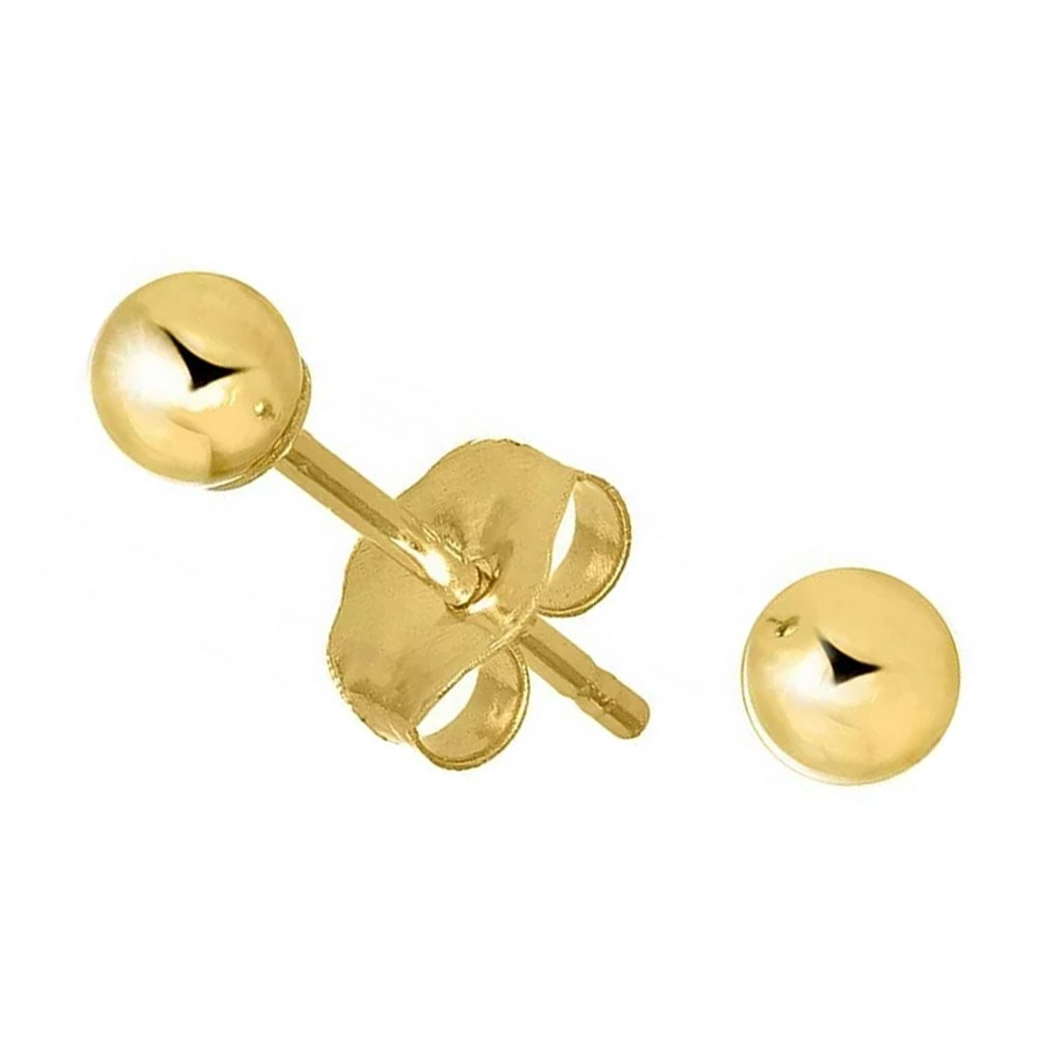 Boucles d'oreilles boules or jaune 14 carats - 2 mm 3 mm 4 mm 5 mm 6 mm 7 mm 8 mm 10 mm - Photo 7/61