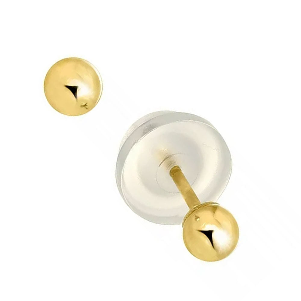 Boucles d'oreilles boules or jaune 14 carats - 2 mm 3 mm 4 mm 5 mm 6 mm 7 mm 8 mm 10 mm - Photo 15/61