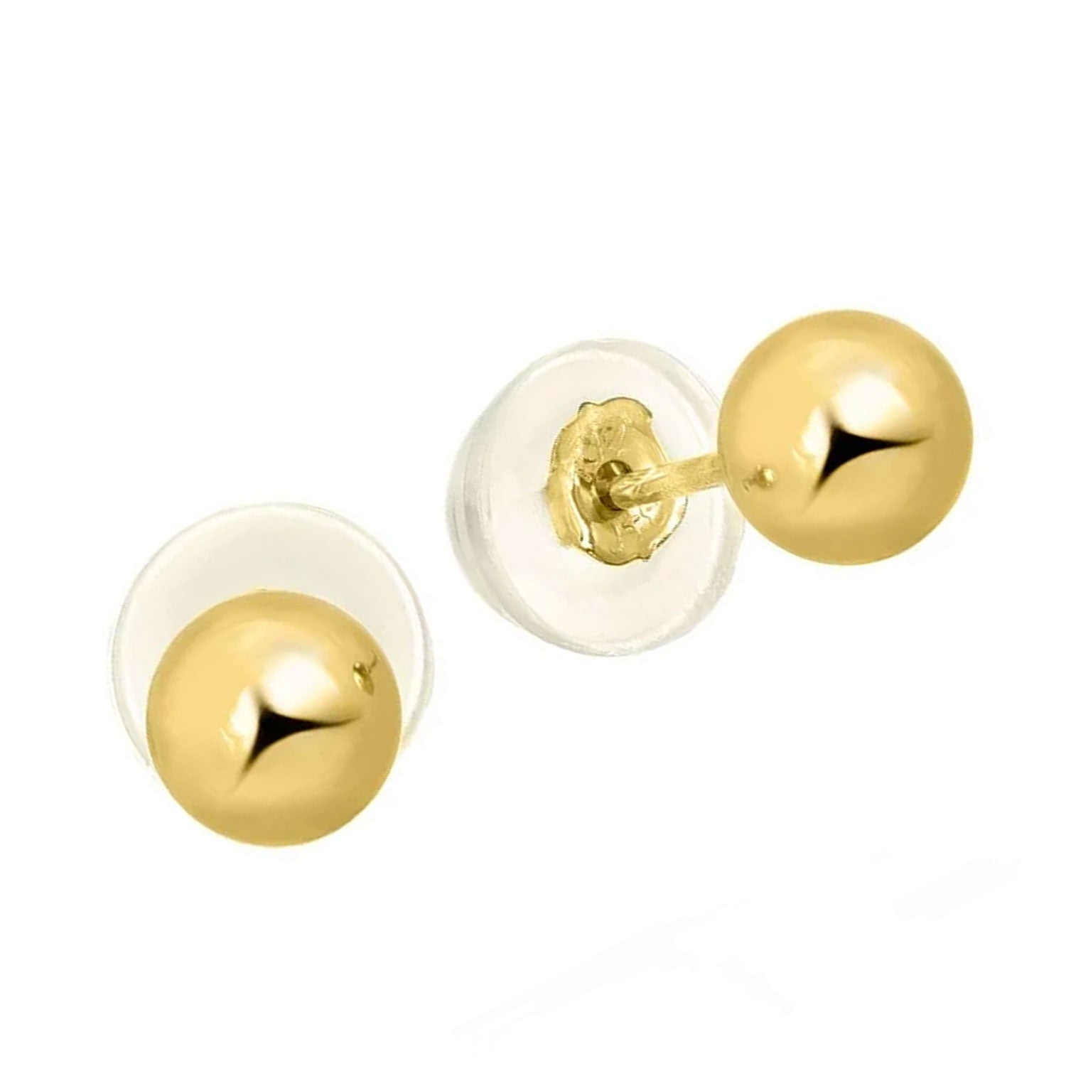 Boucles d'oreilles boules or jaune 14 carats - 2 mm 3 mm 4 mm 5 mm 6 mm 7 mm 8 mm 10 mm - Photo 25/61