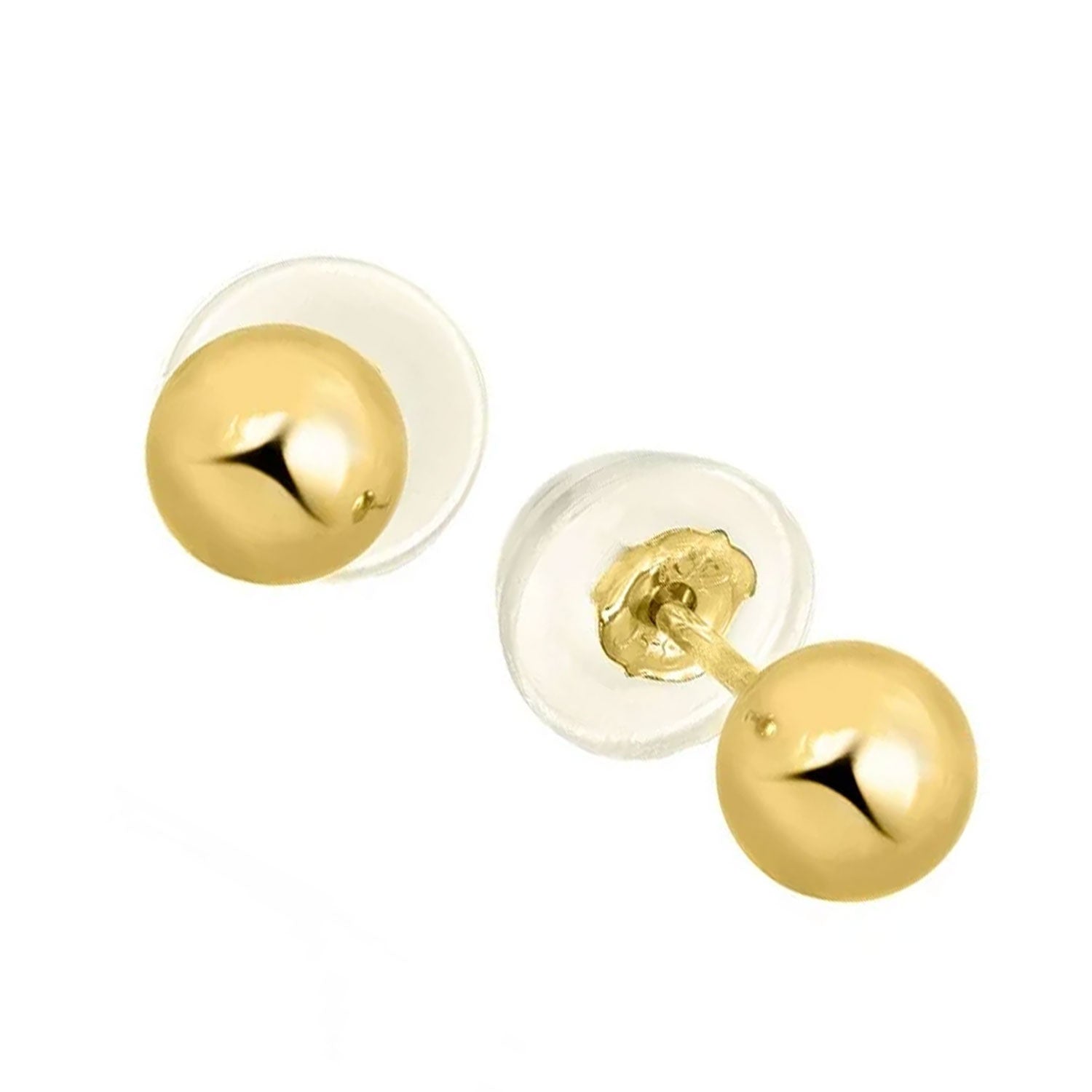 Boucles d'oreilles boules or jaune 14 carats - 2 mm 3 mm 4 mm 5 mm 6 mm 7 mm 8 mm 10 mm - Photo 24/61