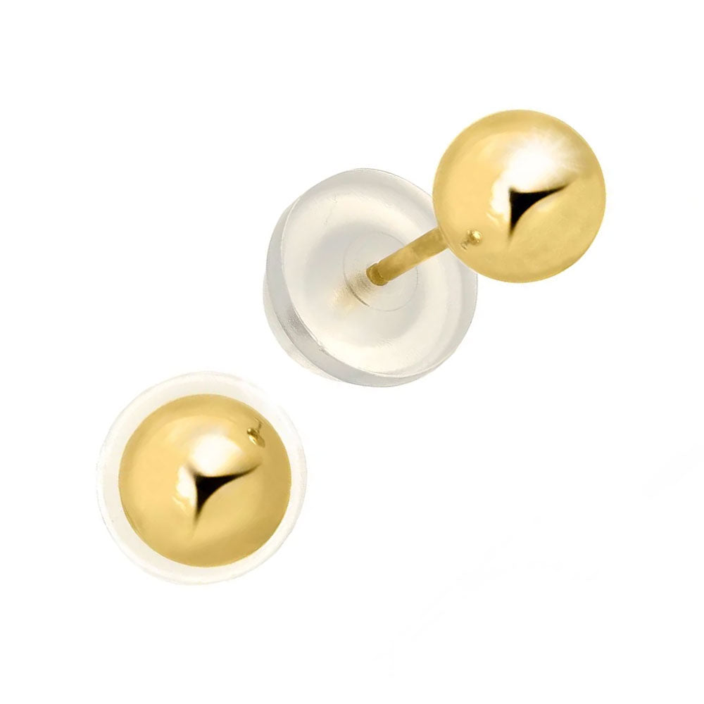 Boucles d'oreilles boules or jaune 14 carats - 2 mm 3 mm 4 mm 5 mm 6 mm 7 mm 8 mm 10 mm - Photo 30/61
