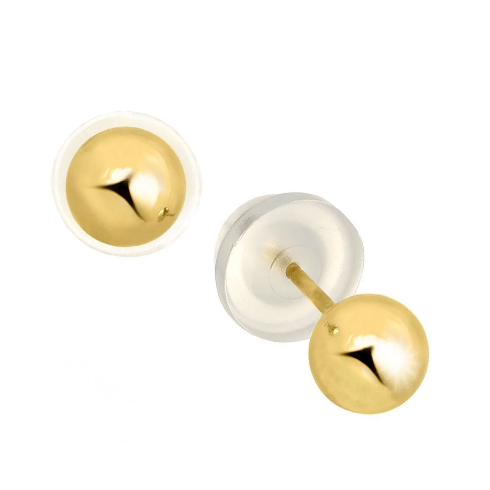 Boucles d'oreilles boules or jaune 14 carats - 2 mm 3 mm 4 mm 5 mm 6 mm 7 mm 8 mm 10 mm - Photo 41/61