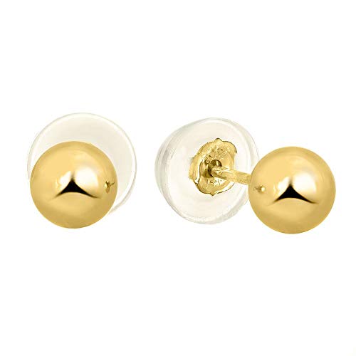 Boucles d'oreilles boules or jaune 14 carats - 2 mm 3 mm 4 mm 5 mm 6 mm 7 mm 8 mm 10 mm - Photo 45/61