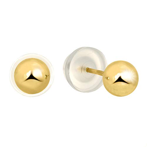Boucles d'oreilles boules or jaune 14 carats - 2 mm 3 mm 4 mm 5 mm 6 mm 7 mm 8 mm 10 mm - Photo 54/61