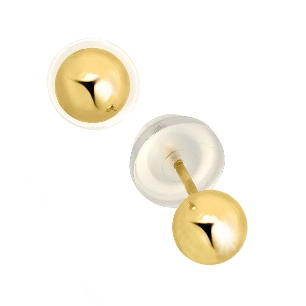 Boucles d'oreilles boules or jaune 14 carats - 2 mm 3 mm 4 mm 5 mm 6 mm 7 mm 8 mm 10 mm - Photo 55/61