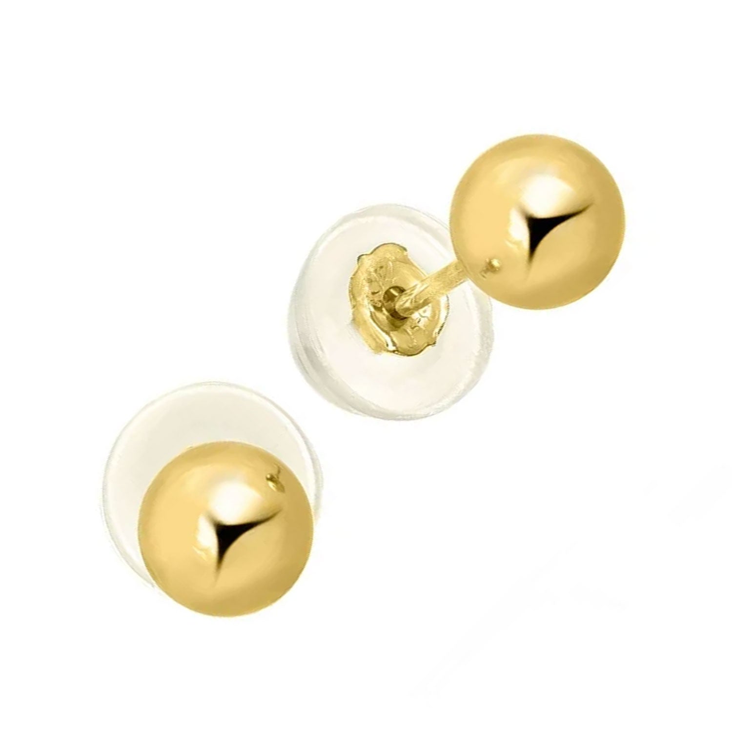 Boucles d'oreilles boules or jaune 14 carats - 2 mm 3 mm 4 mm 5 mm 6 mm 7 mm 8 mm 10 mm - Photo 60/61