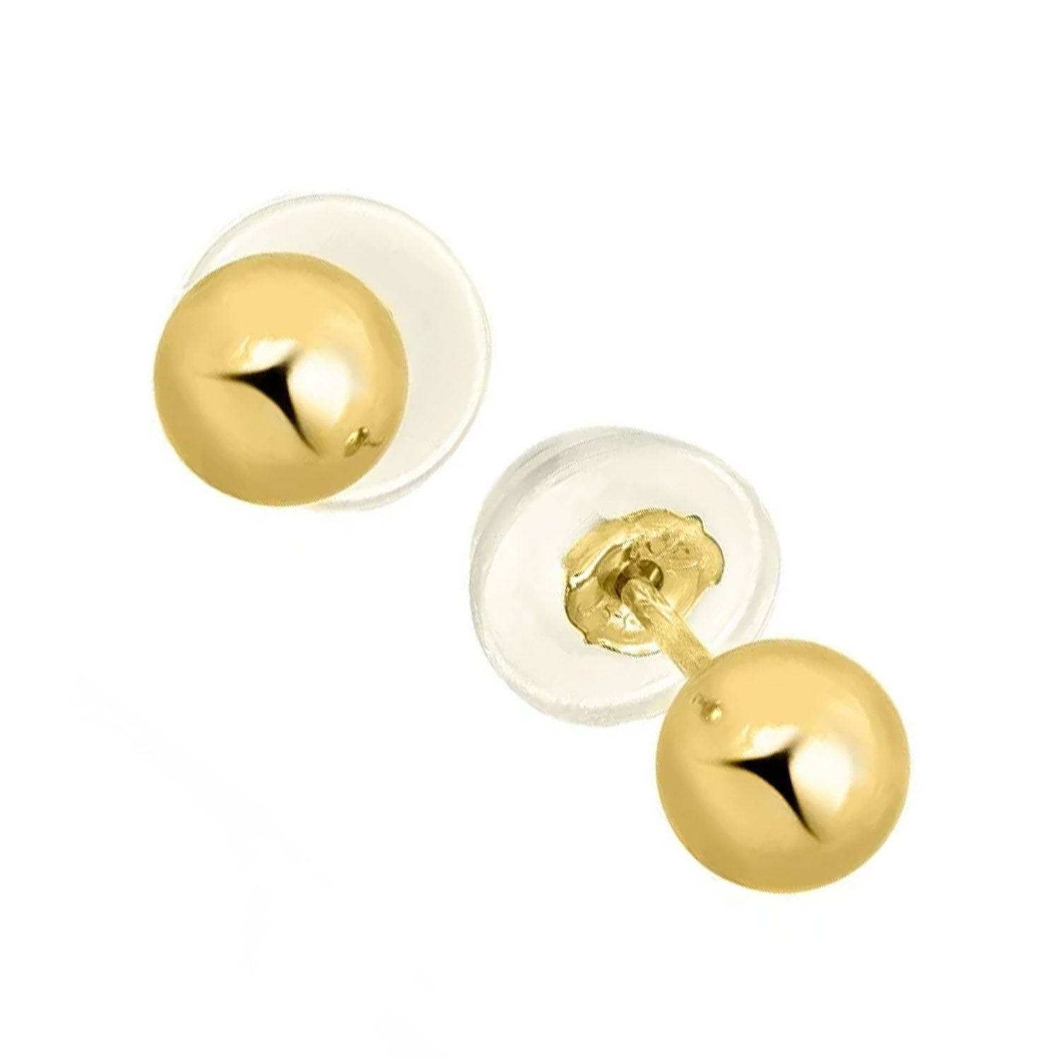 Boucles d'oreilles boules or jaune 14 carats - 2 mm 3 mm 4 mm 5 mm 6 mm 7 mm 8 mm 10 mm - Photo 59/61