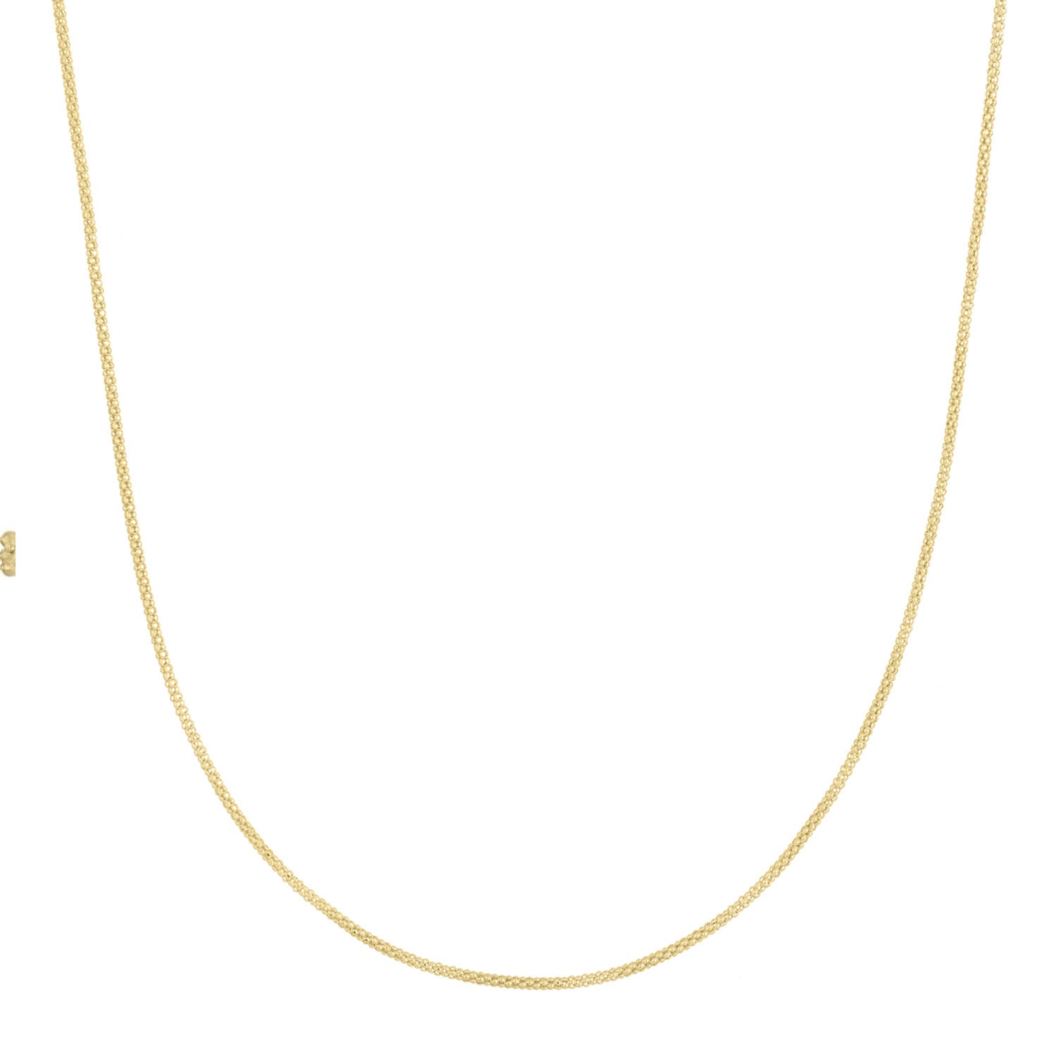 14k Yellow Gold Polished 1.3mm Popcorn Chain Necklace, Lobster Clasp