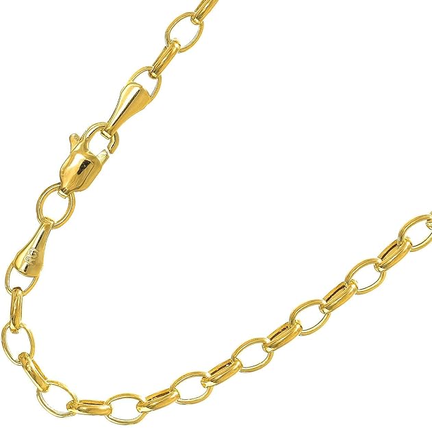 14K Gelb- oder Weißgold 4,6 mm Oval Rolo Kette Armband, Karabinerverschluss - 7" - Bild 7 von 14