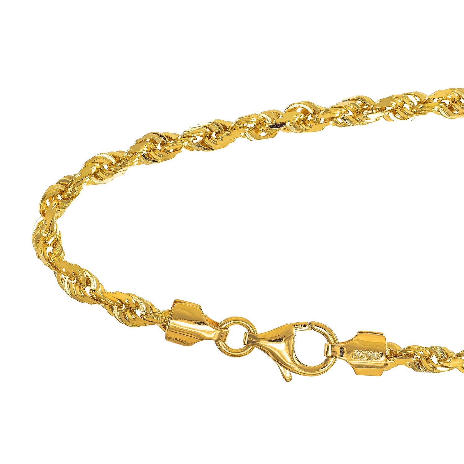 Catena in corda taglio diamantato oro giallo 14 kt 3,3 mm chiusura artiglio aragosta - Foto 12 di 36