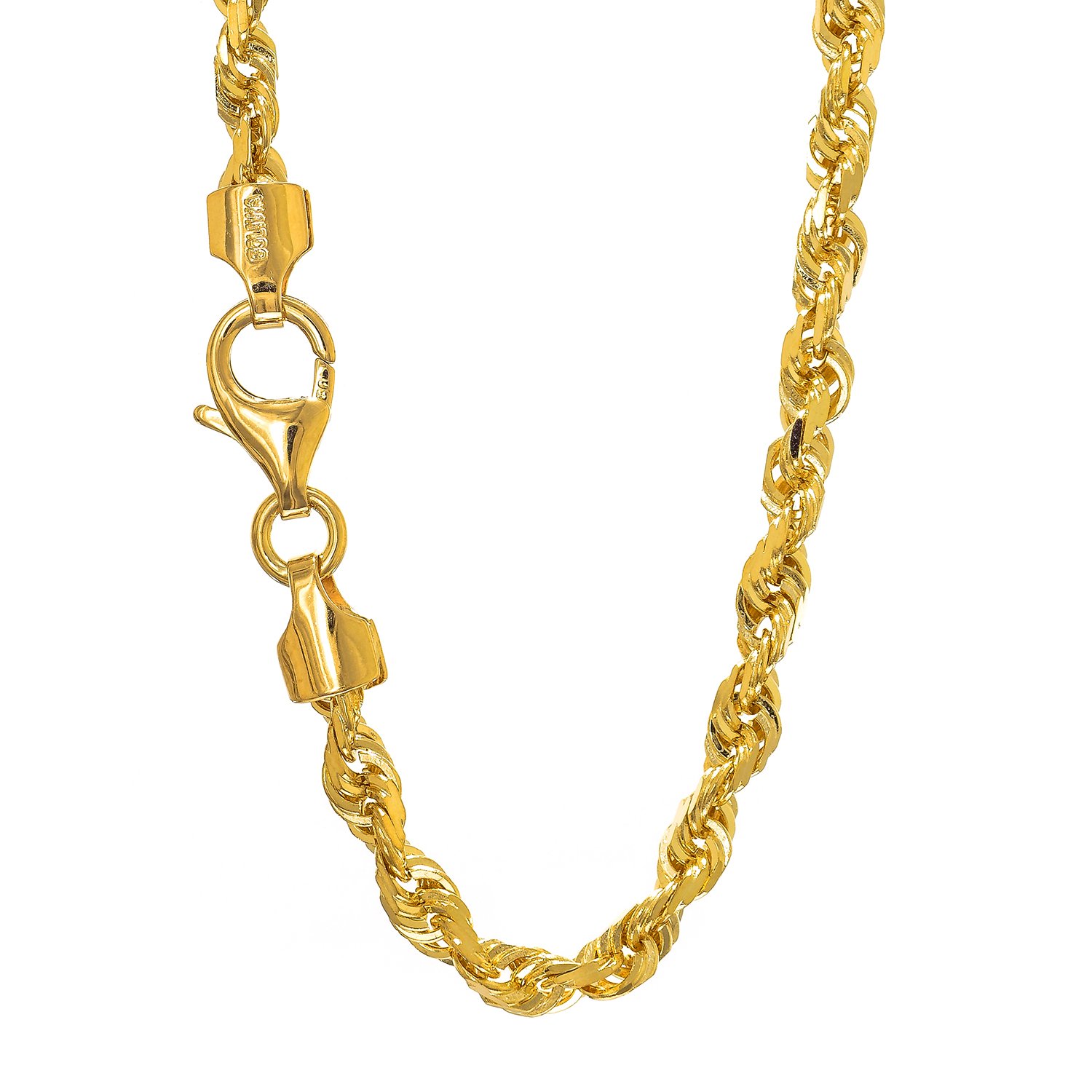 Catena in corda taglio diamantato oro giallo 14 kt 3,3 mm chiusura artiglio aragosta - Foto 8 di 36
