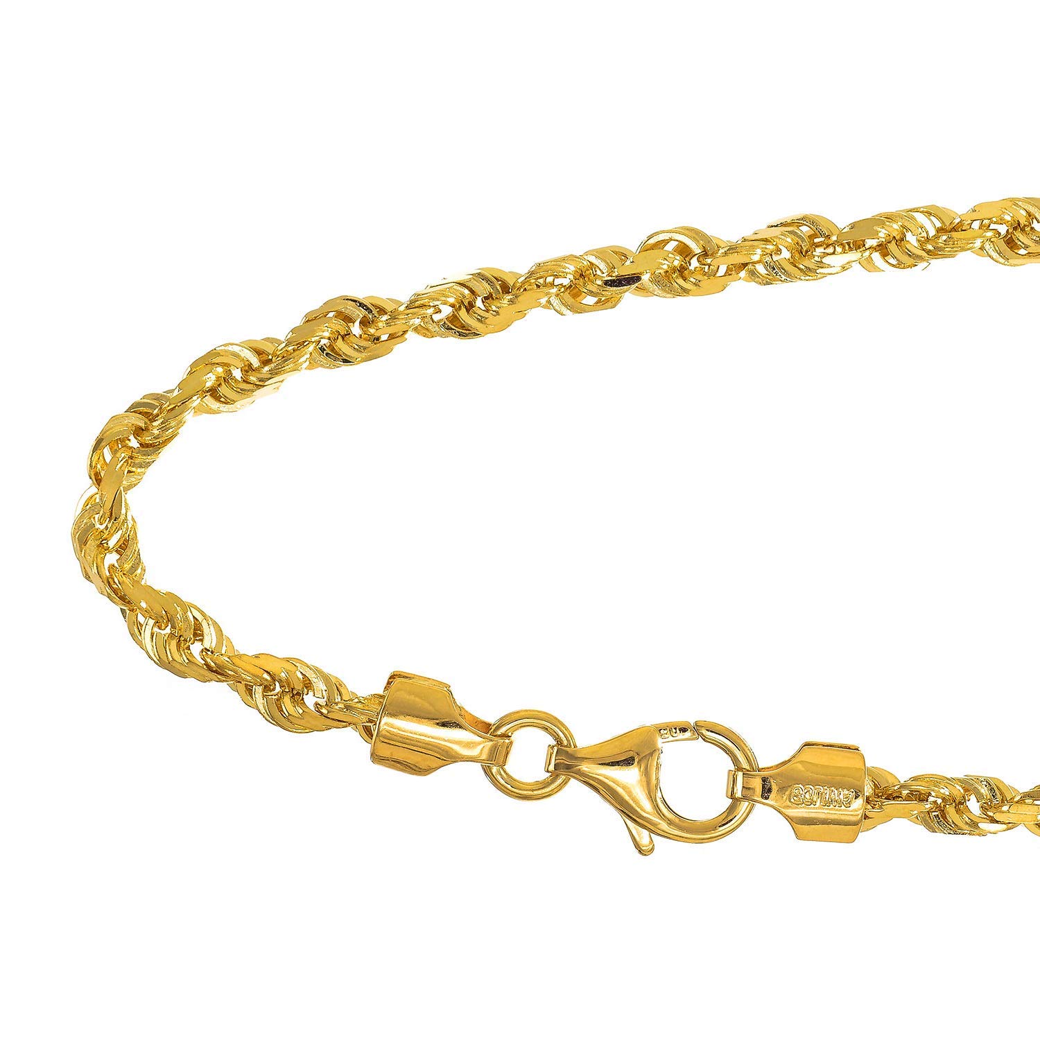 Catena in corda taglio diamantato oro giallo 14 kt 3,3 mm chiusura artiglio aragosta - Foto 11 di 36