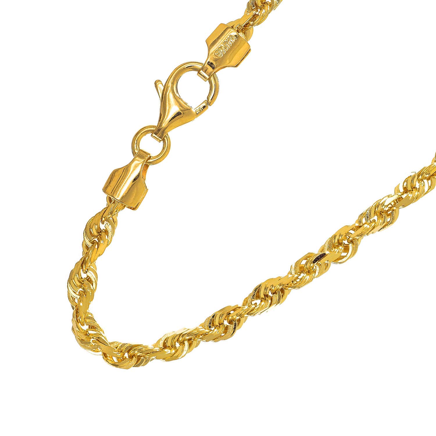 Catena in corda taglio diamantato oro giallo 14 kt 3,3 mm chiusura artiglio aragosta - Foto 29 di 36