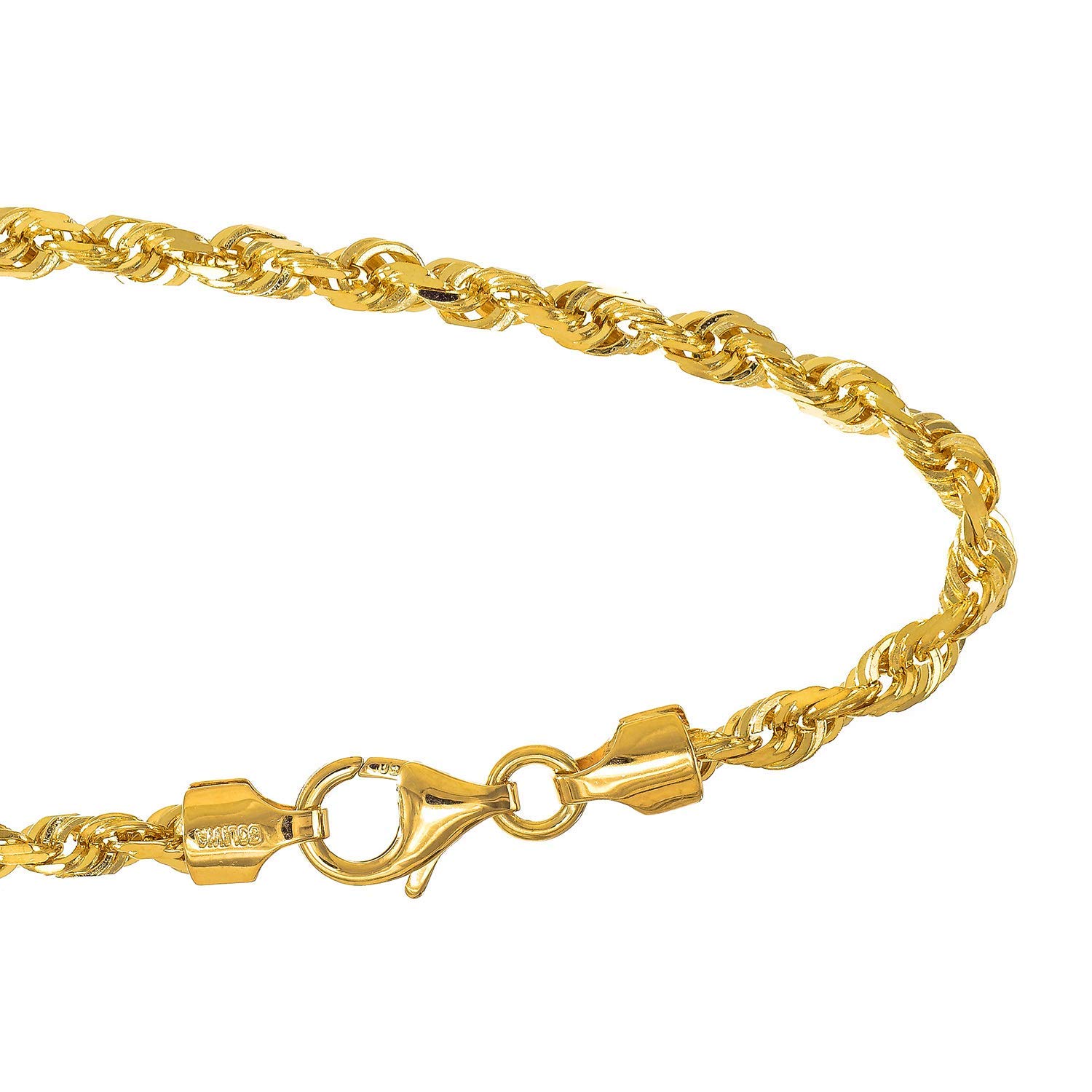Catena in corda taglio diamantato oro giallo 14 kt 3,3 mm chiusura artiglio aragosta - Foto 30 di 36