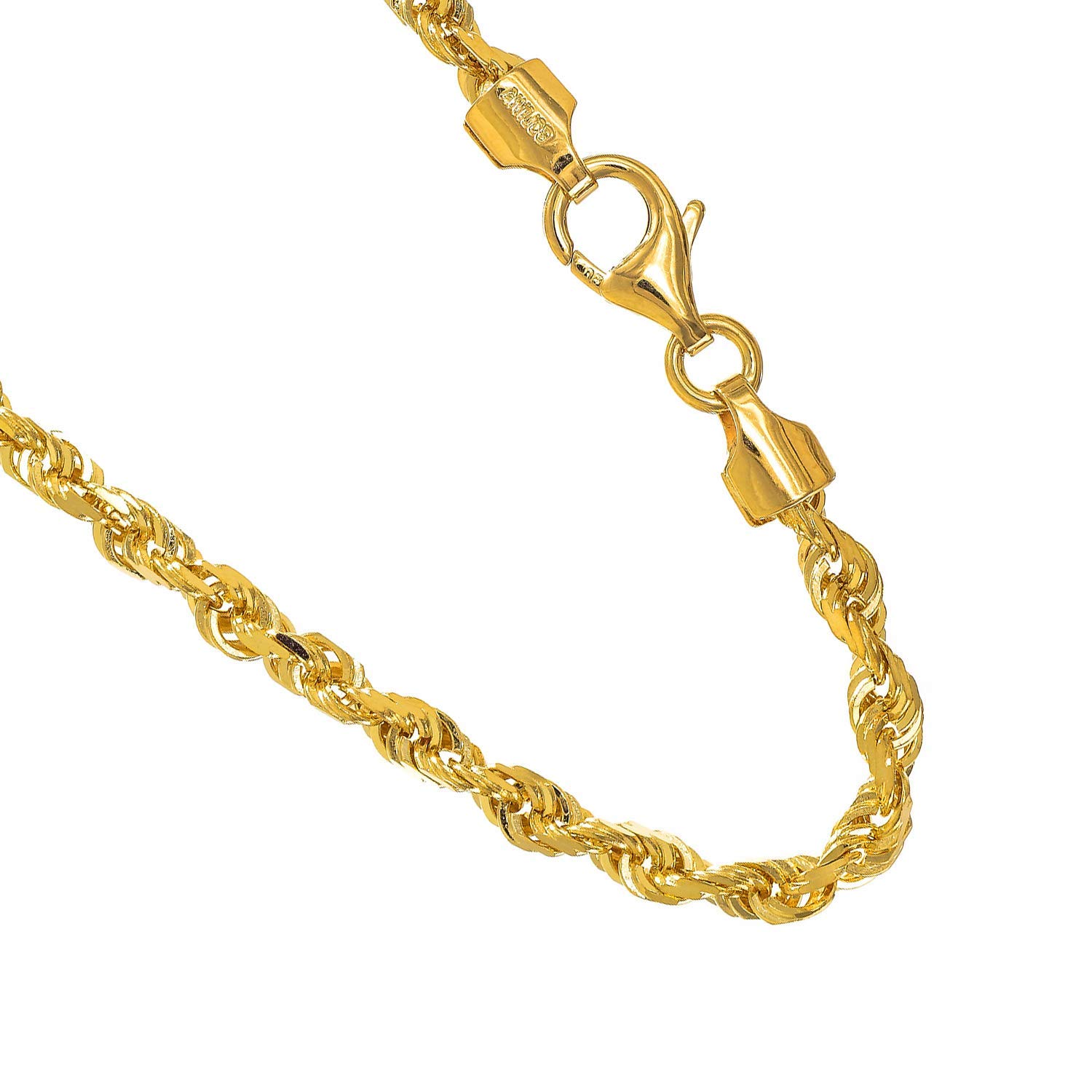 Catena in corda taglio diamantato oro giallo 14 kt 3,3 mm chiusura artiglio aragosta - Foto 28 di 36