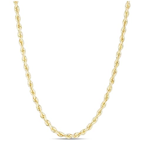 JewelStop 14K Yellow Gold 3mm Polished Finish Silk Rope Chain Lobster Clasp - Picture 13 of 42