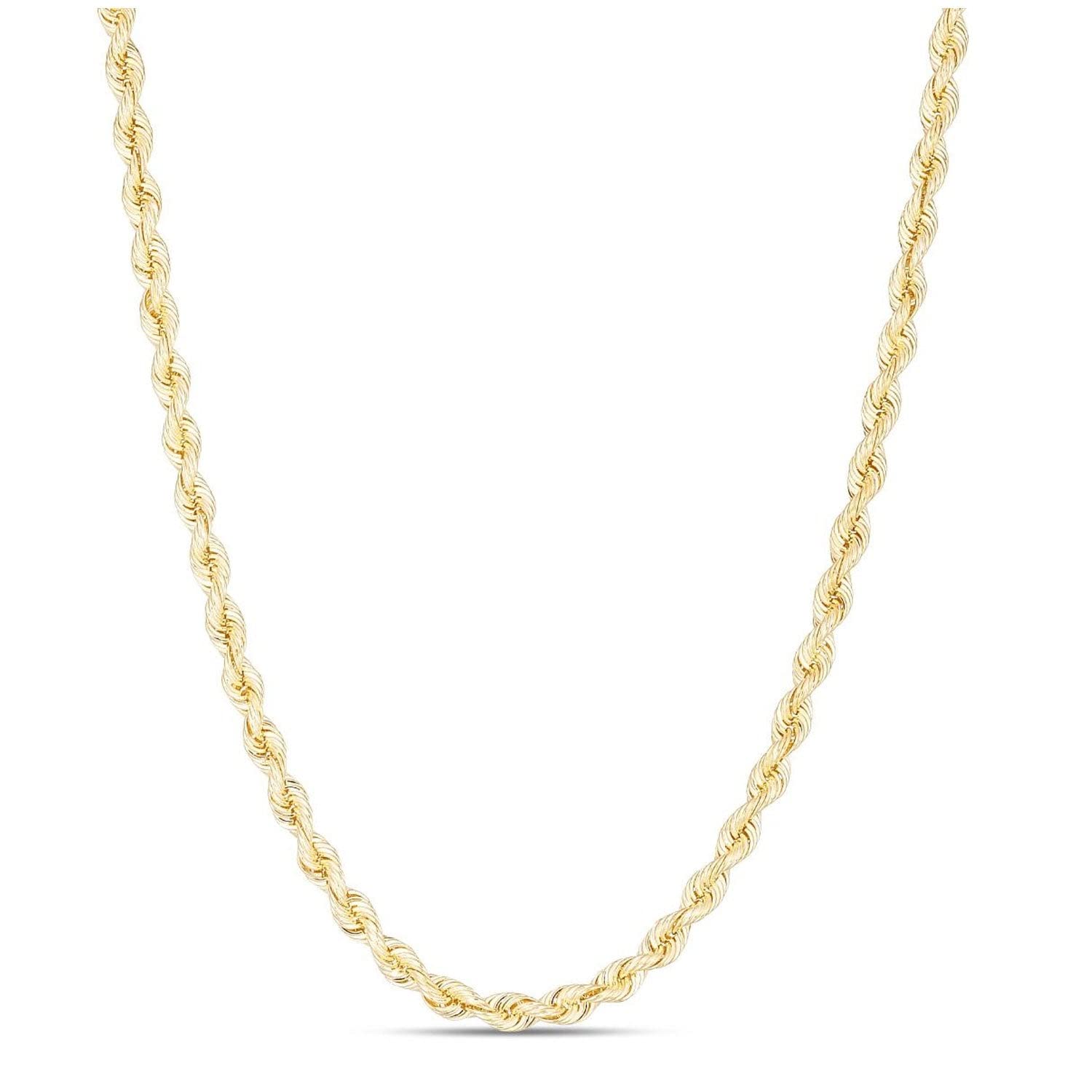 JewelStop 14K Yellow Gold 3mm Polished Finish Silk Rope Chain Lobster Clasp - Picture 14 of 42