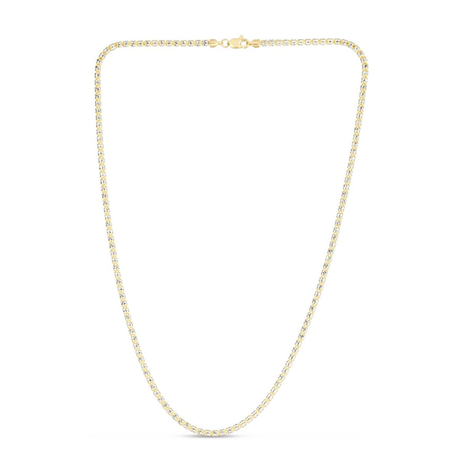 JewelStop 14K Bicolor Gold 2,74mm Diamantschliff Strukturiert Iced Kette Karabinerverschluss - Bild 9 von 25