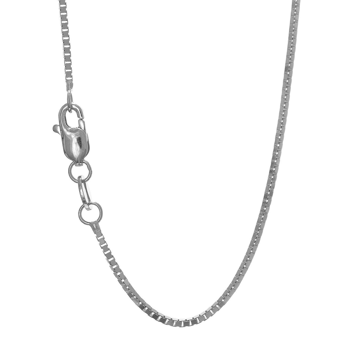 Collar de cadena de caja de 1 mm de oro macizo de 14k amarillo o blanco - 16 18 20 22 24 30 - Imagen 14 de 18