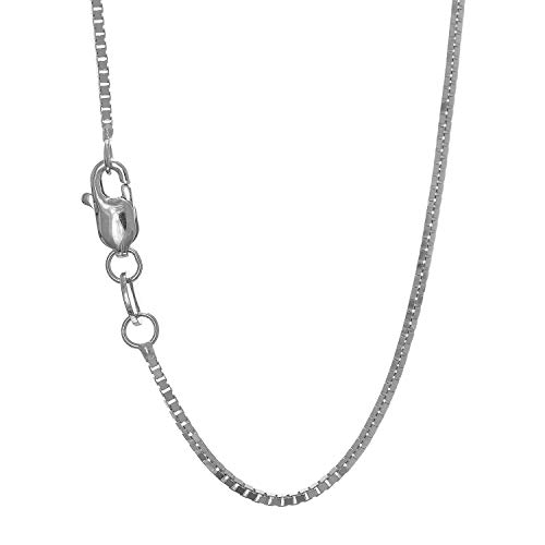 Collar de cadena de caja de 1 mm de oro macizo de 14k amarillo o blanco - 16 18 20 22 24 30 - Imagen 13 de 18