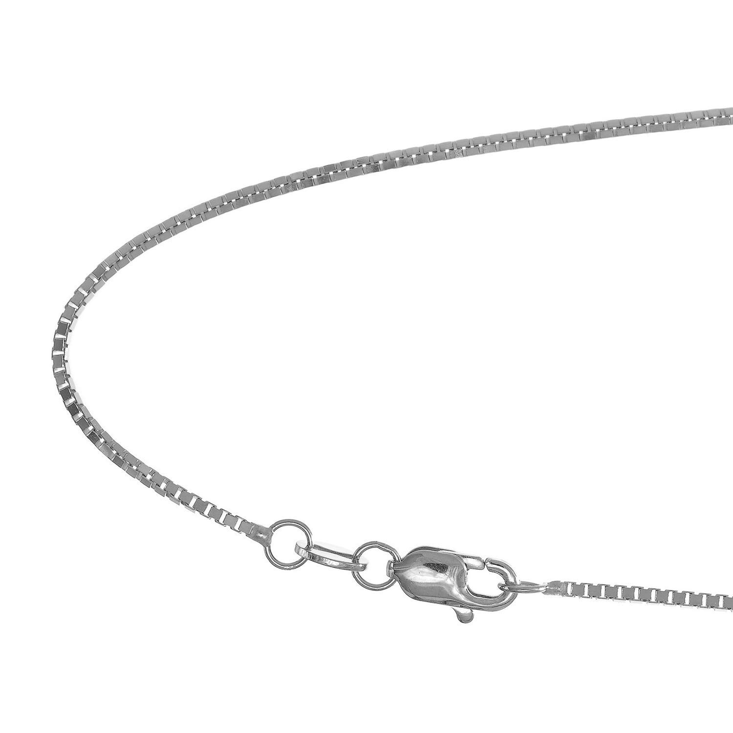 Collar de cadena de caja de 1 mm de oro macizo de 14k amarillo o blanco - 16 18 20 22 24 30 - Imagen 17 de 18