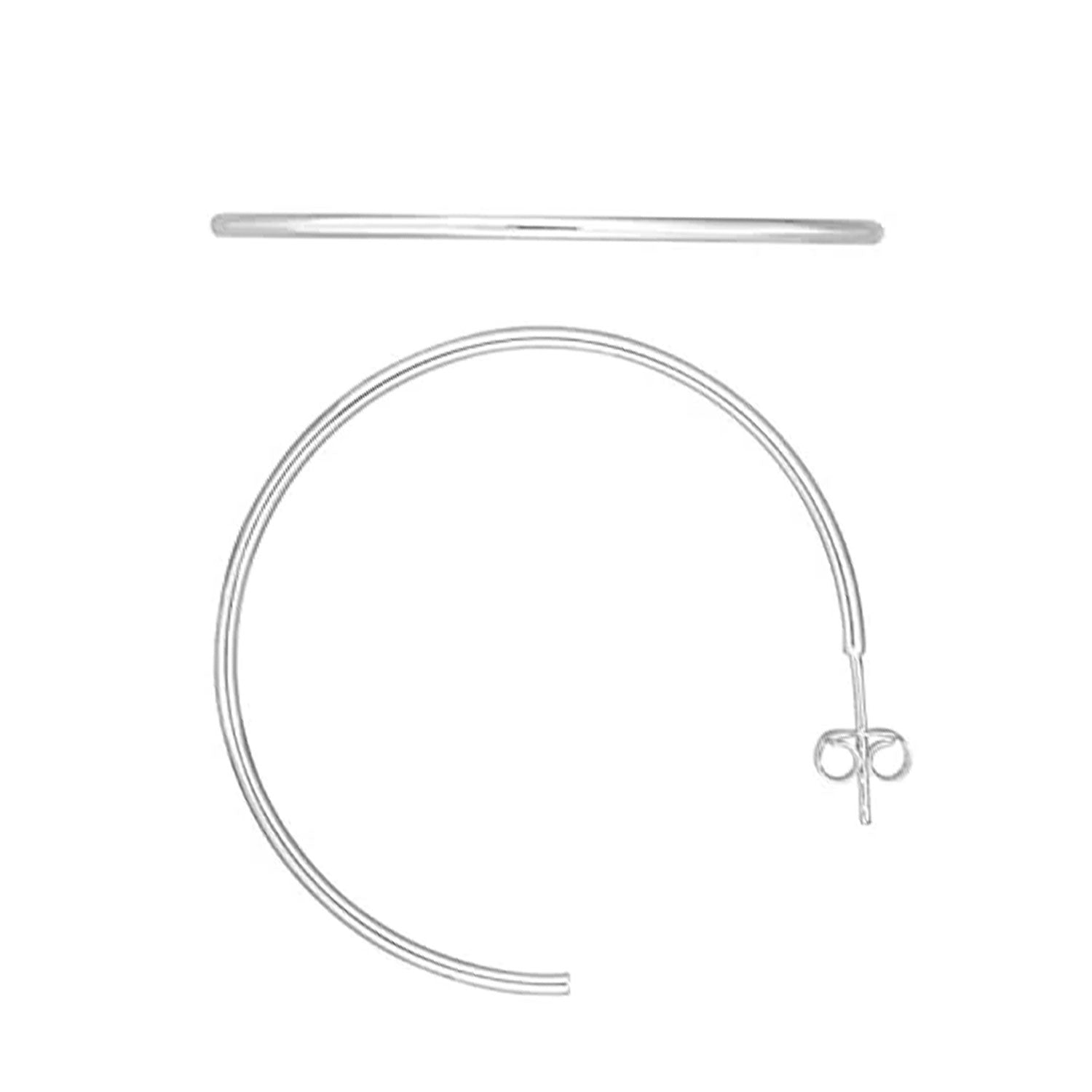 14K Gelb-, Rosé- und Weißgold 1,5x40mm C Creolen mit Push Back Verschluss - Bild 26 von 28