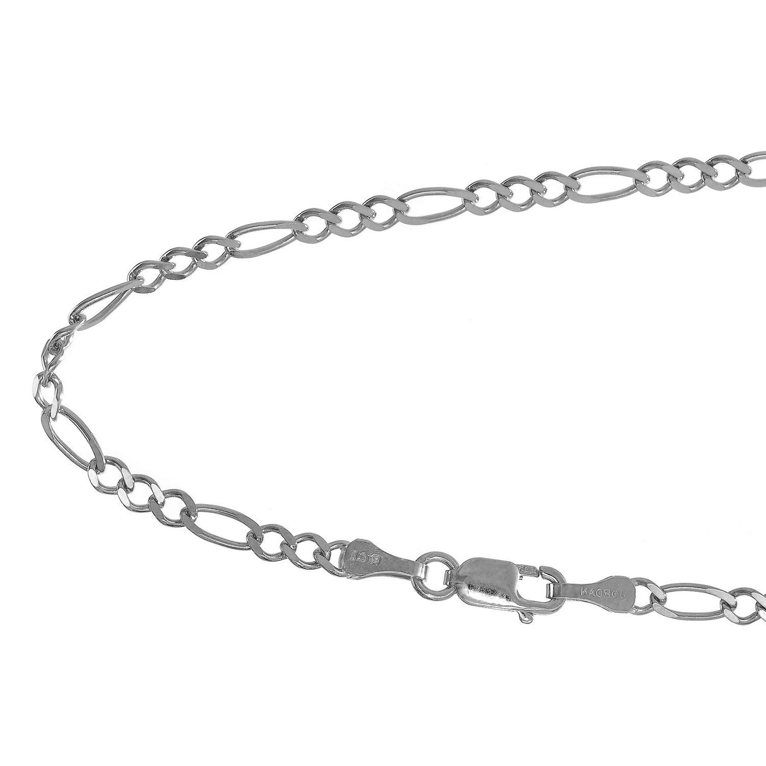 Brazalete Cadena Figaro Oro Amarillo o Blanco Sólido 14k 3.8mm, Garra de Langosta-7" 8" - Imagen 21 de 22