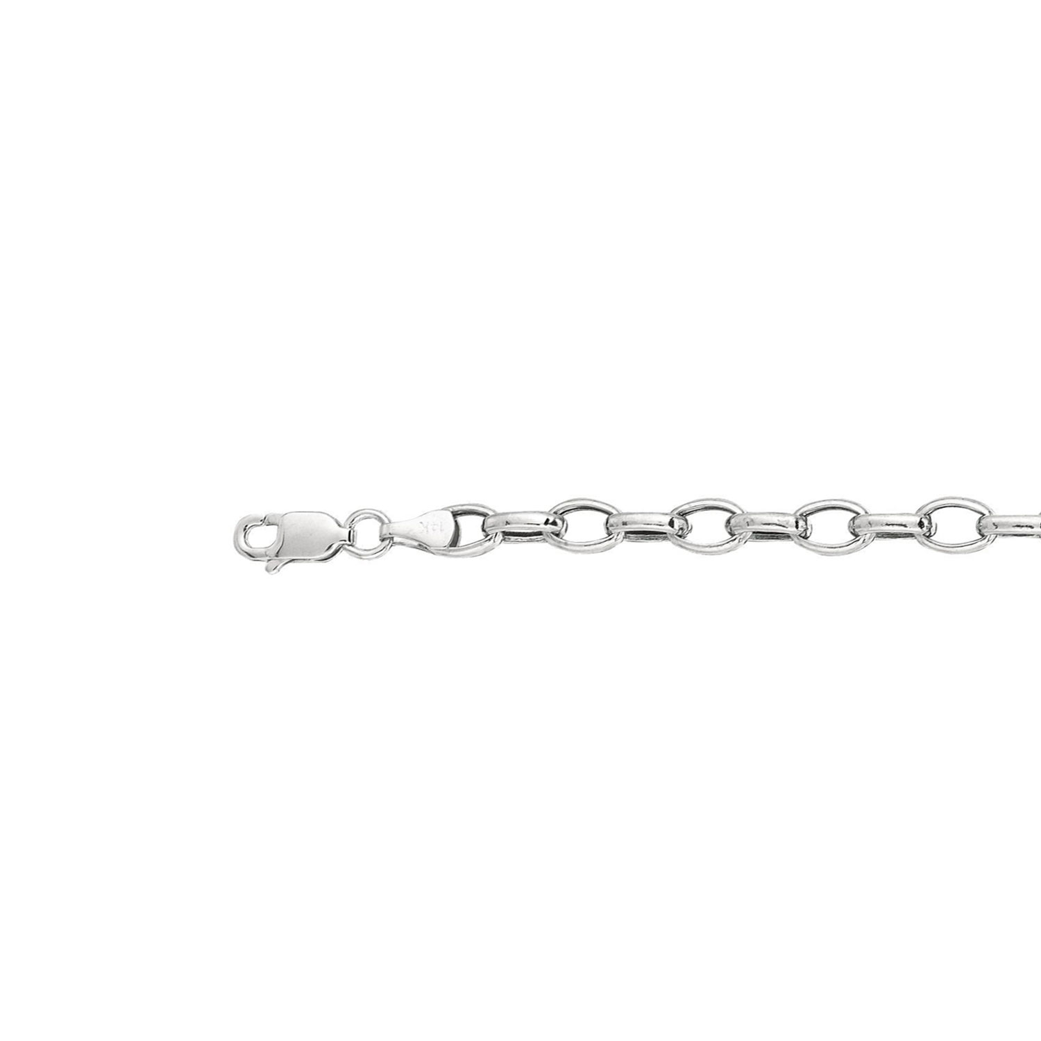 14K Gelb- oder Weißgold 4,6 mm Oval Rolo Kette Armband, Karabinerverschluss - 7" - Bild 13 von 14